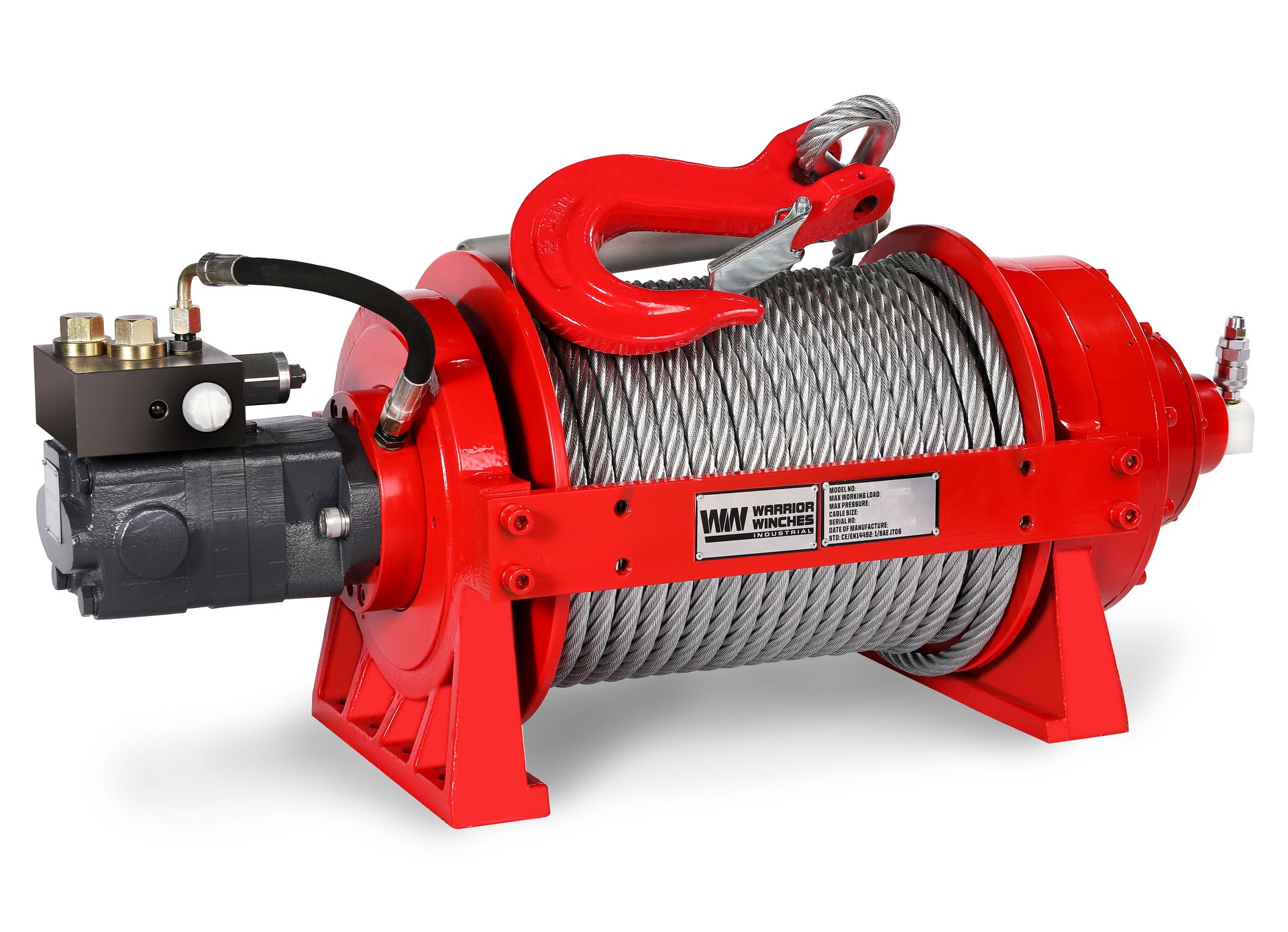 [10JR03H-CAD] JR10 22,000lb (10 Ton) Industrial Hydraulic Winch - Steel Rope