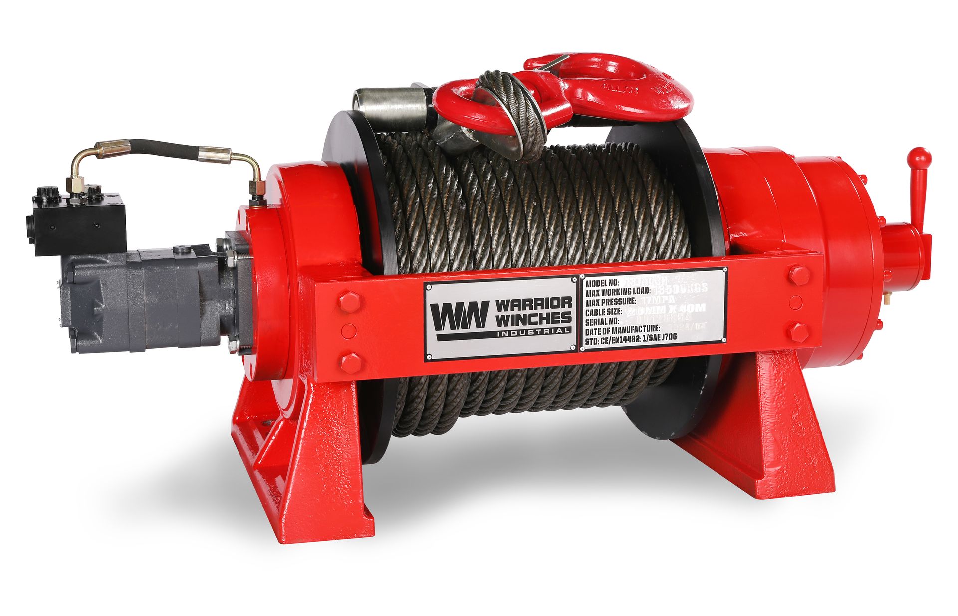 [13JR03H-CAD] JR13 29,700lb (13.5 Ton) Industrial Hydraulic Winch - Steel Rope