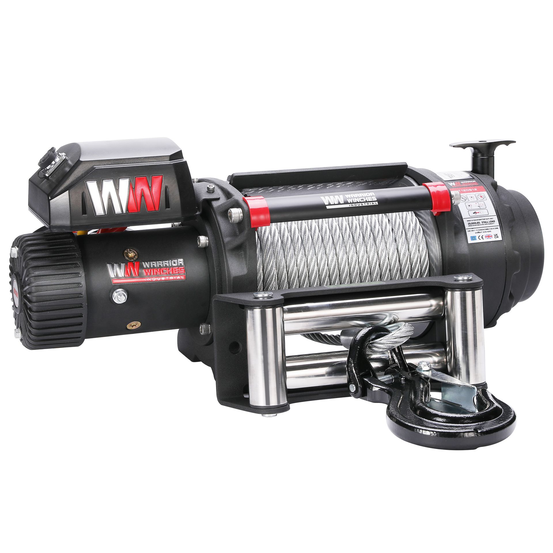 [T120S12-CAD] T1000 20,000lb Severe Duty 12v Electric Winch - Steel Rope