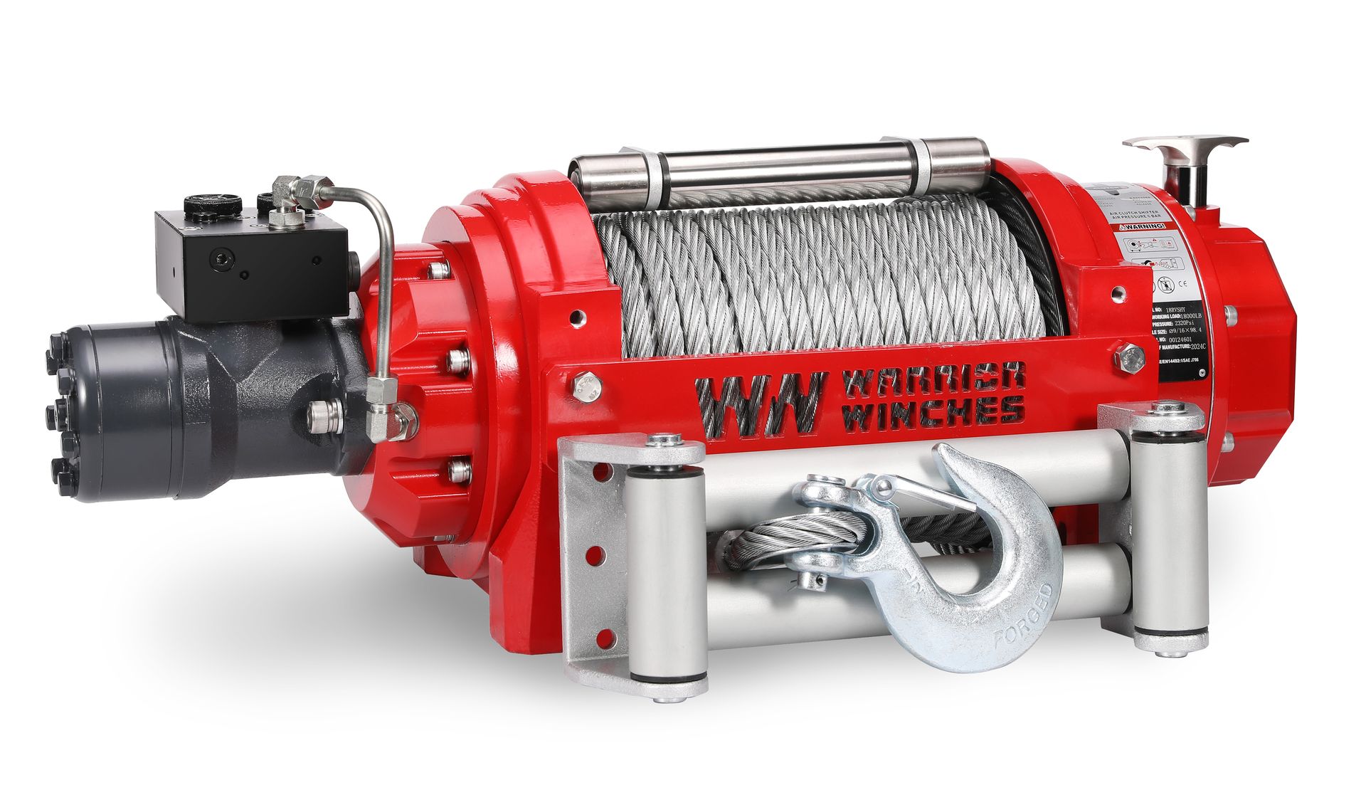 [15RVSHY-CAD] RV15 15,000lb (6.8 Ton) Industrial Hydraulic Winch - Steel Rope